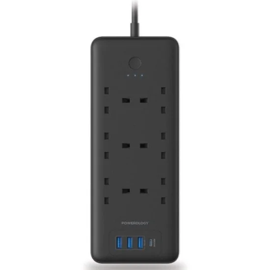 Powerology 6 AC Multi-Port Power Strip 48W - Black